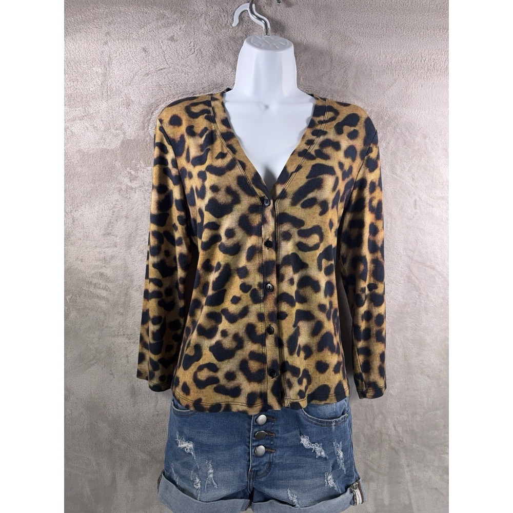 L'AGENCE Cardigan Womens Size Medium Leopard Print Soft Girl Y2K Chic